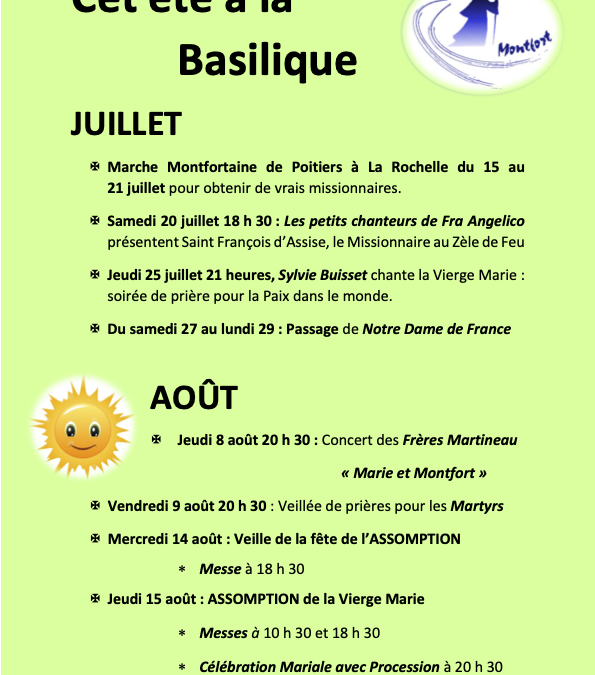 Évènements de cet été – juillet-août 2024