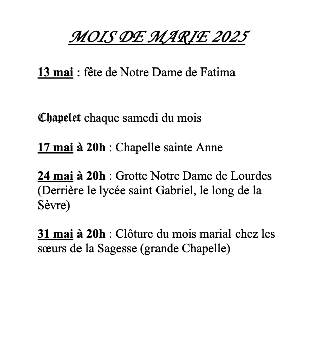 Mois de Marie 2025