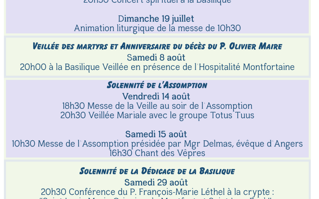 Programme estival – été 2026